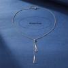 Metal Style Silver Color Triangle Pendant Necklace Fashionable Simple Charm Y Lariat Necklaces for Women Boho Minimalist Jewelry