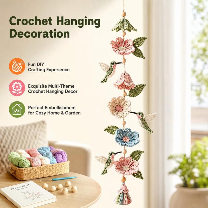 Diy Crochet Kit For Beginners Complete Yarn Set Handmade Animal Hanging Decoration Wall Window Ornament Home Halloween Craft