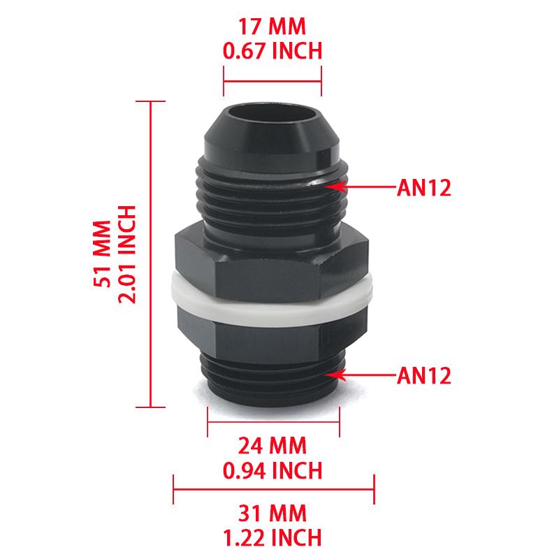 AN6 AN8 AN10 AN12 Black Aluminum Bulkhead Fitting High Pressure Fuel Line Connector Car Accessories Fuel System Fittings7