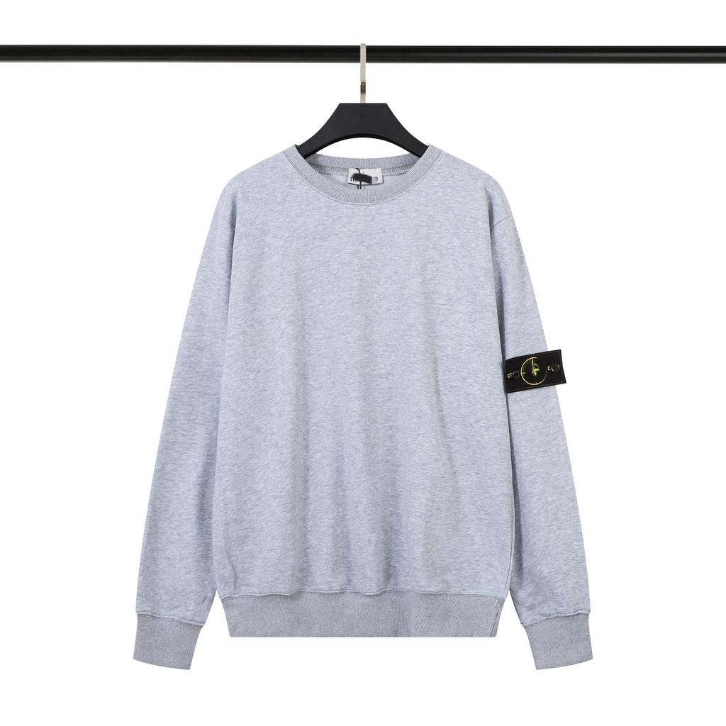 Cross ClassicSTONE Solid Round Neck Badge Long Sleeve Unisex Hoodie