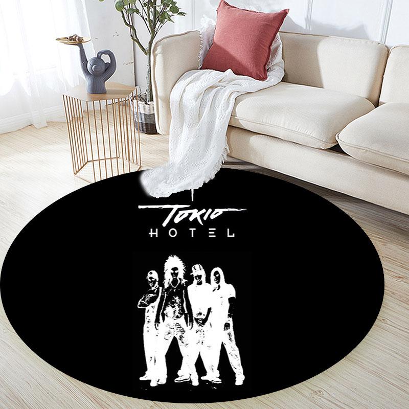 Tokio Hotel pattern round rug,Carpet Rug for Living Room Bedroom Playroom ,Non-slip Floor Mat,Holiday Gifts and Birthday Gifts.