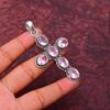 Pink Kunzite Gemstone Cross Shape Pendant Gemstone : 925 Sterling Silver Handmade Jewelry Pendant