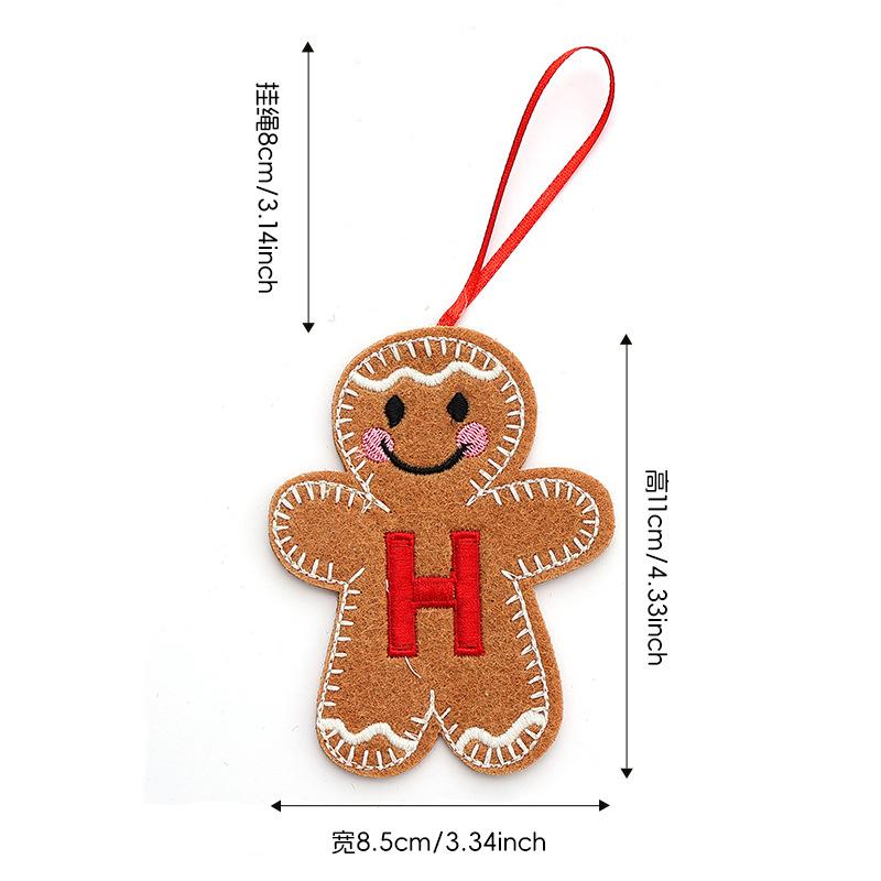 Gingerbread Man Ornaments for Christmas Tree Hanging Decor with Alphabet Letters Festive Holiday Home Decorations Gift