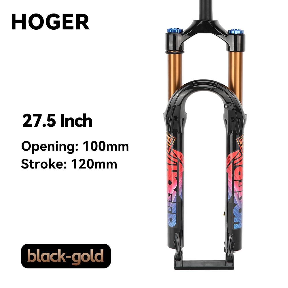 HOGER 27.5 Inch Lightweight MTB Air Suspension Fork - Durable 120mm Travel Rebound Adjustable Quick Release for Off-Road QR Manual
