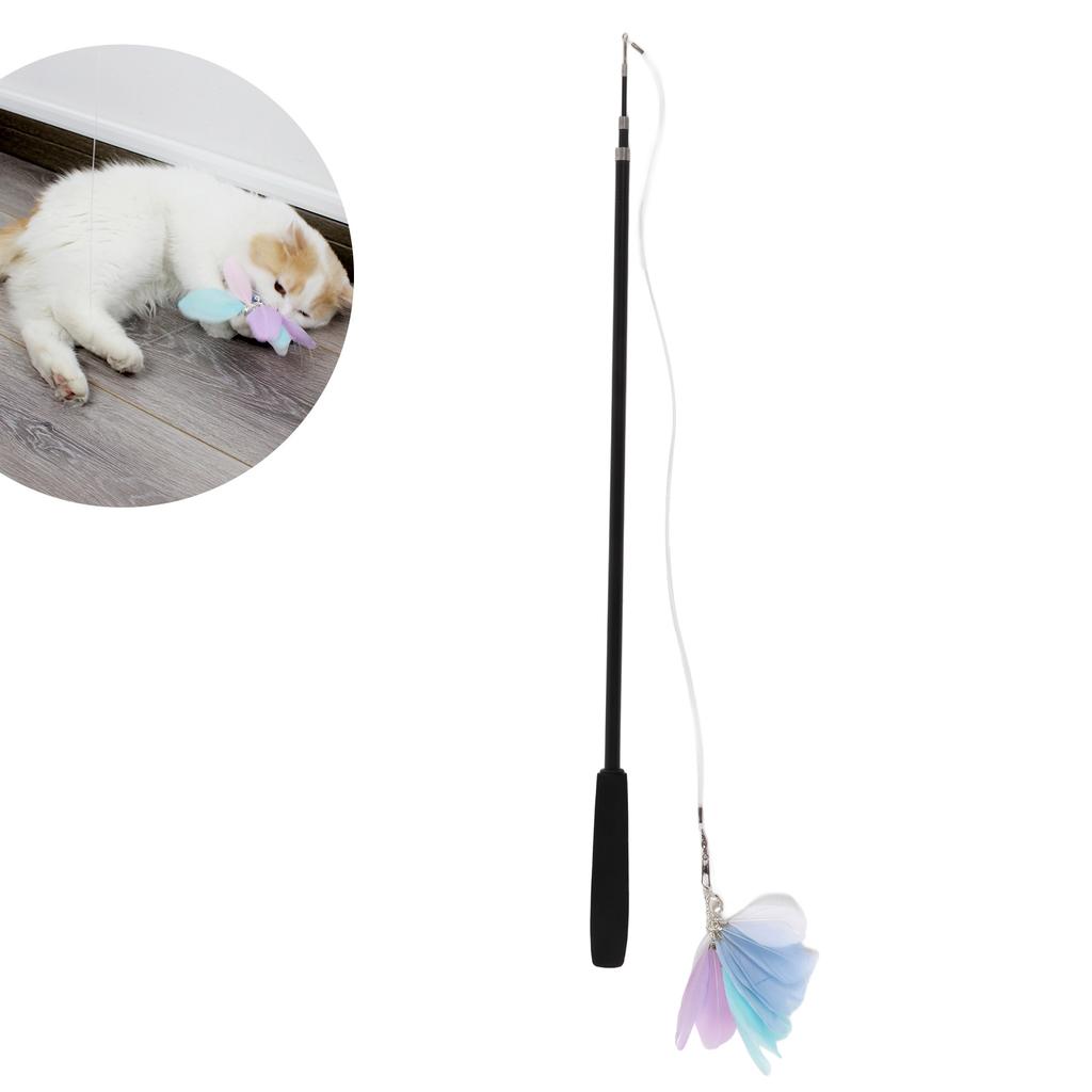 Funny Cat Stick Retractable Interactive Cat Feather Toy for Indoor Cats Kitten Play Exercise