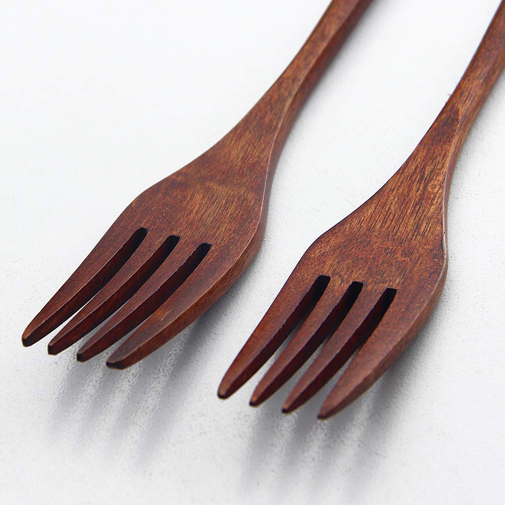 AOOSY Wooden and Chopsticks Natural Wood Tableware Carved from a Block of No with Natural for Lunch Dining Room Chinese Fried Rice Spoon, Fork,