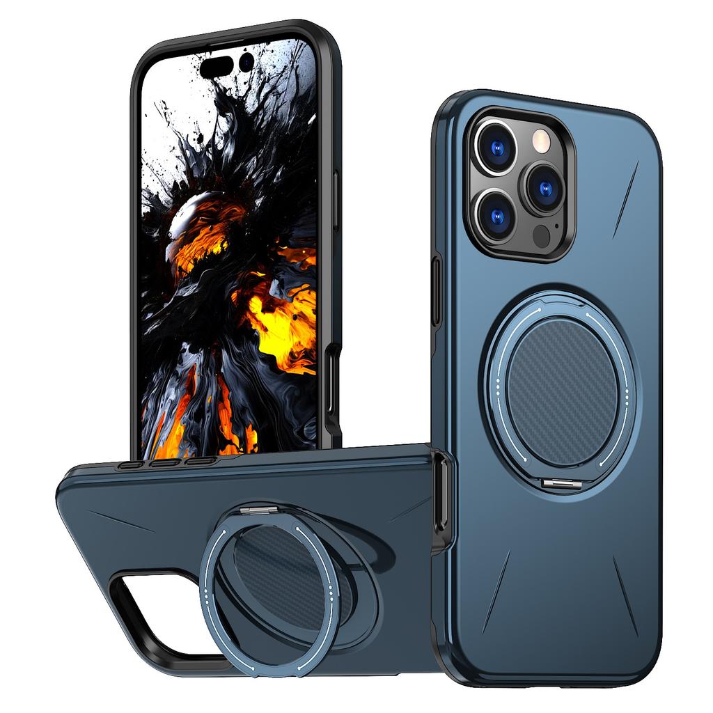 Magnetic PC+TPU Phone Case For iPhone 16 15 Plus 14 13 12 Pro Max Ring Holder Stand Shockproof Hard Back Cover Funda