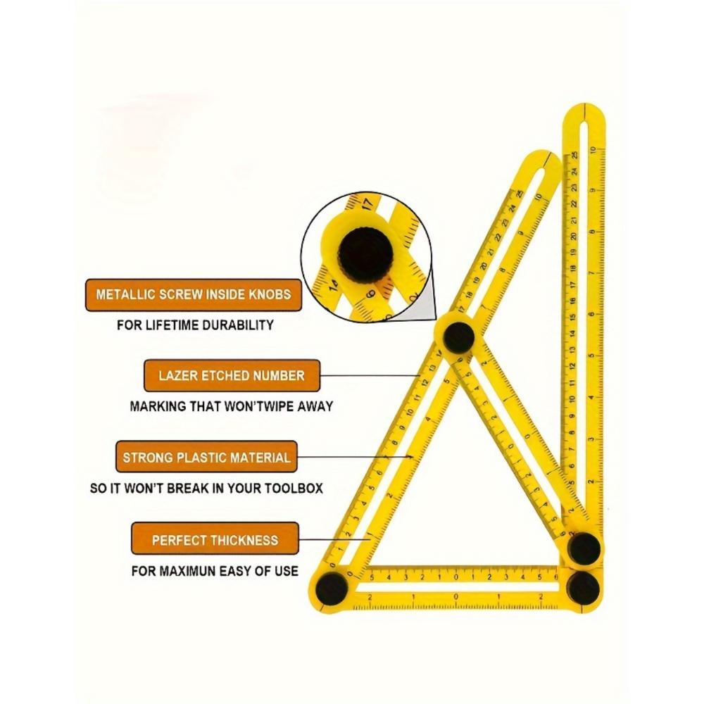 Versatile 4-in-1 Folding Ruler - Dual Inch and Centimeter Scale, Ideal for Measuring Angles, Edges and Angles, Durable Plastic