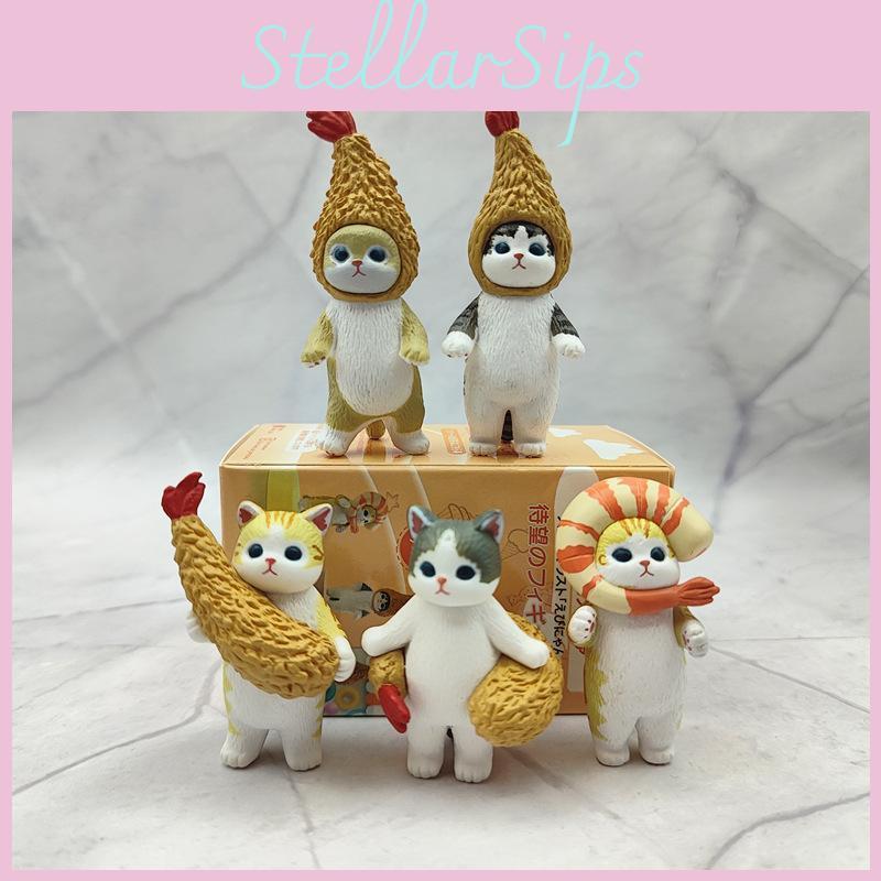 Whimsical Cat Fortune Sandy Tempura Shrimp Blind Box Models For Creative Playtime Fun
