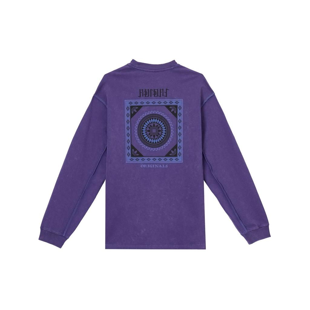 adidas Originals Trefoil Serie Comfortabel Stijlvol Eenvoudig Lange Mouw Vochtregulerend Ronde Hals Los T-shirt Unisex Tops Paars KC1432