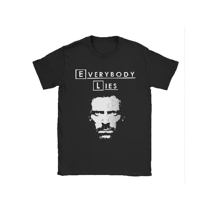 Men'S Dr. Gregory House Everybody Lies TV Show T-Shirt- House M.D. Inspired Graphic Tee With Iconic Character Face& Medical Chart Design, 100% Cotton