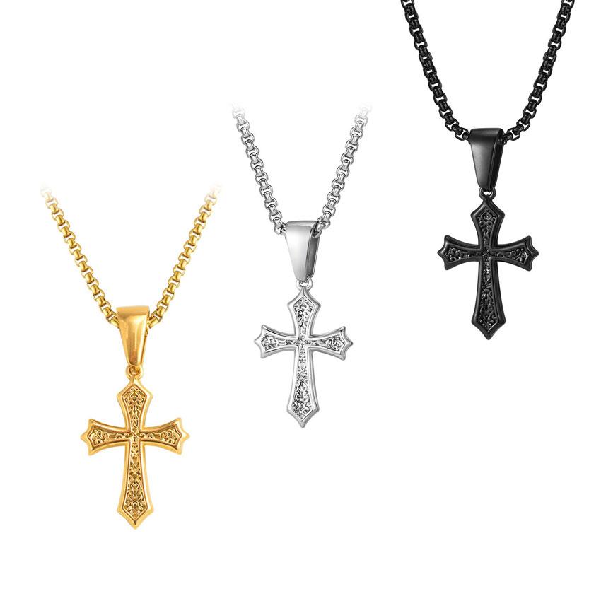 Religious Waterproof Ankh Cross Pendant Necklace Stainless Steel Jesus Crucifix Charms Christian Jewelry