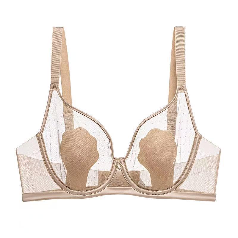 Breathable Bunny Ear Mesh Underwire Bra - Minimizing, Anti-Nipple Show, Soft, Thin Style for Large Bust Women.