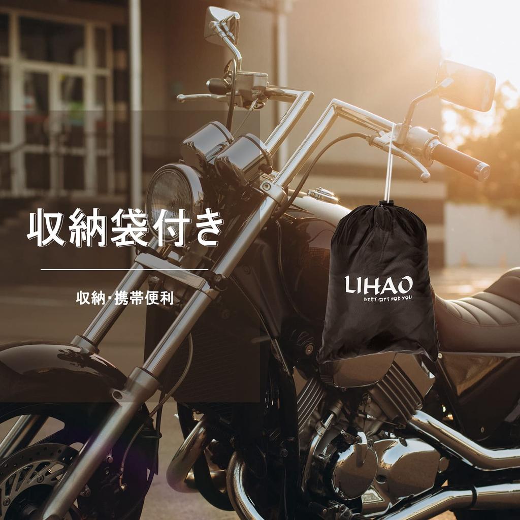 LIHAO Large Motorcycle UV with Storage Scooter Cover Cover, Waterproof, Heat-Resistant, Protection, Breathable, Anti-Theft, Portable, Bag,