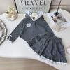 Spring Girls' Lace Hooded Sweatshirt & Skirt Set