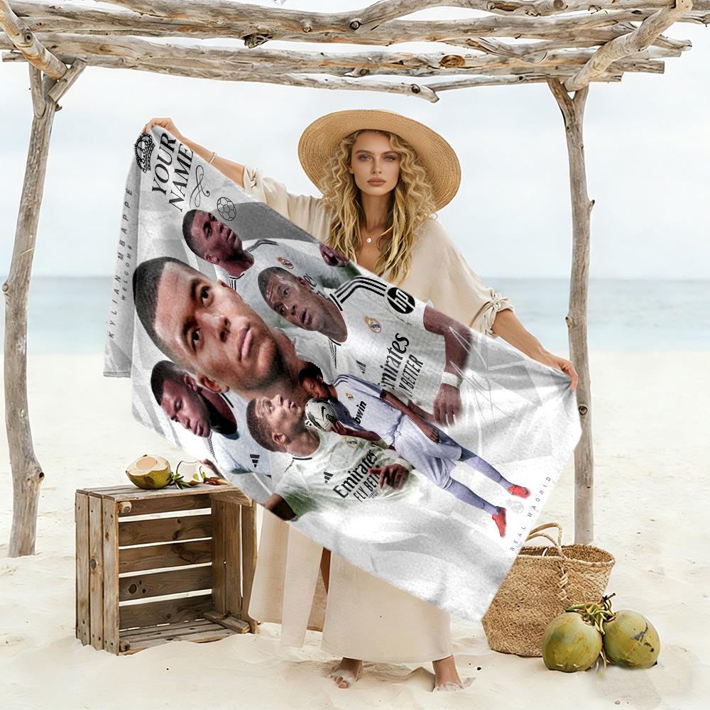 Mbappé Personalized Text Beach Towel High Absorbency & Quick-Dry Portable for SwimmingBeachCamping Travel Beach AccessoriesGym