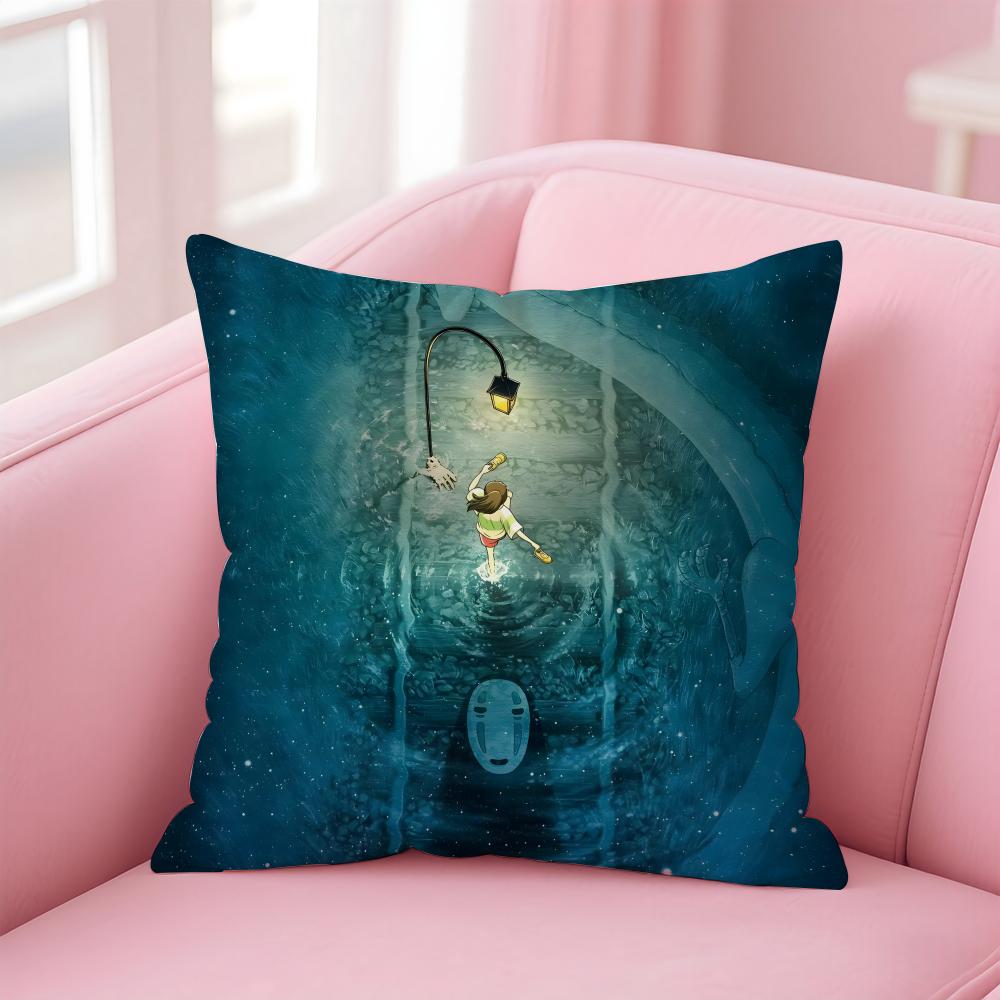 

SSpirited Away Cushion Cover Pillow Case Soft Friendly Fabric Concealed Zipper 30X30cm