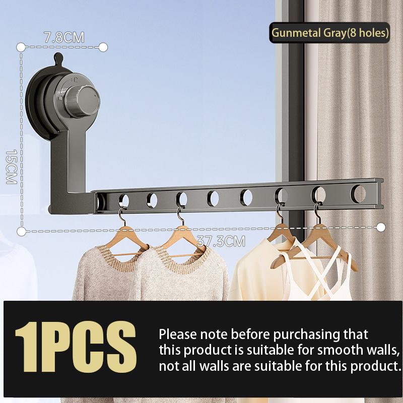 

Suction Cup Folding Drying Rack,Portable Aluminum Alloy 8-hole Clothes Hanger for Travel,No-Punch Wall-Mounted Organizer Racks Length 37.5cm
