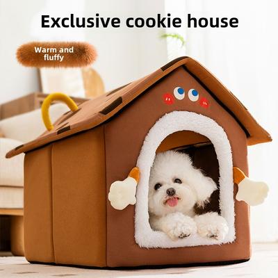 Otoño e Invierno Perros Perros Pequeños y Medianos Galletas de Queso Casa Casa Perrera Gato Cálido Nido para Gatos Nido para Mascotas Desmontable