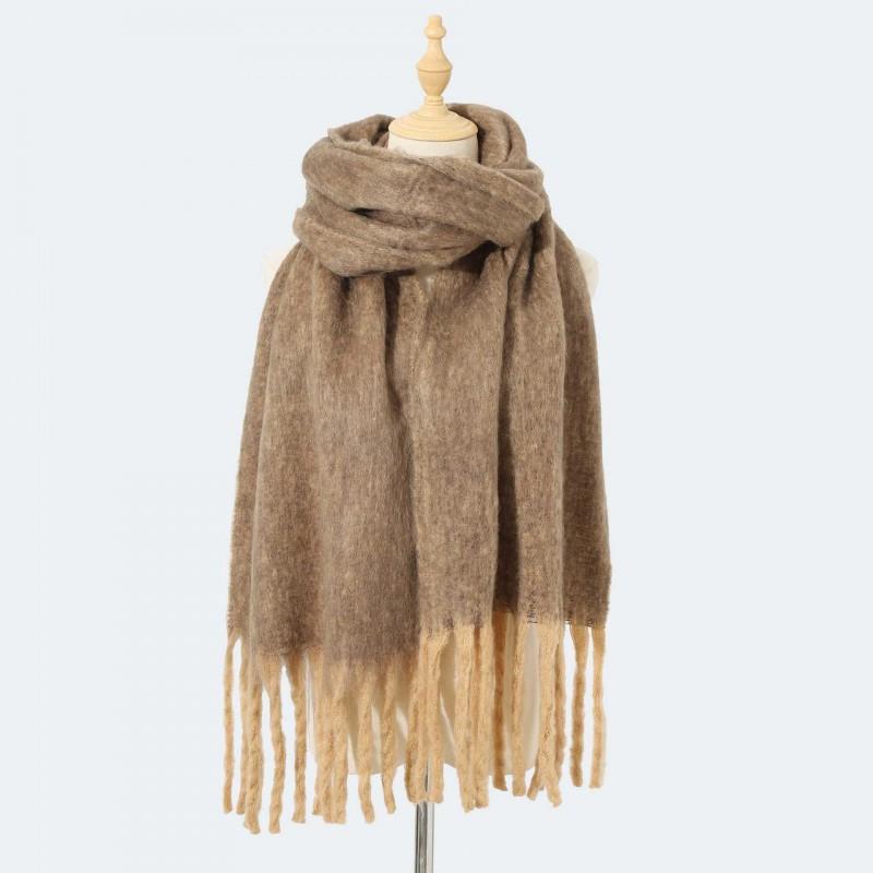 Faux Mohair Thick Knit Scarf Soft Warm Solid Color Women Men Fashion Casual Winter
