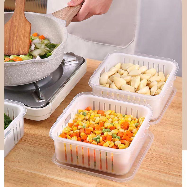 

Хранитель зеленого лука: Кухонный контейнер для хранения нарезанных овощей и фруктов - Герметичный, Сохраняющий свежесть, Многосекционный Square Single Compartment