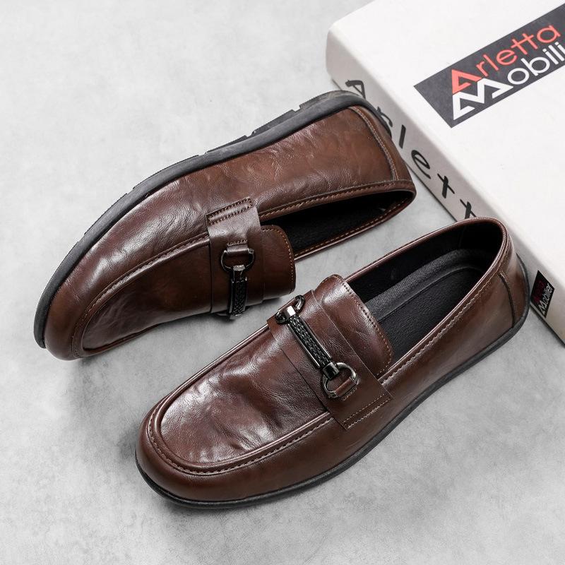 

Doudou shoes men s summer new men s business casual leather shoes are lazy 44 коричневий