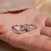 Platinum Gold-Plated Sterling Silver Rings with Diamond Inlay, Classic Four-Claw Crown Design, Matching Couple Style