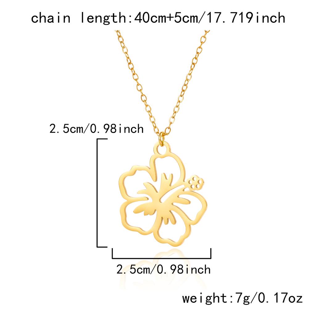 Stainless Steel Hollow Flower Pendant Necklace for Women Minimalist Gold Color Flower Necklace Girl Wedding Party Jewelry