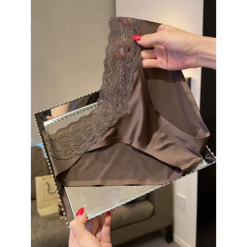Female Spring and Summer New Sexy Lace Ice Silk Without Trace Briefs