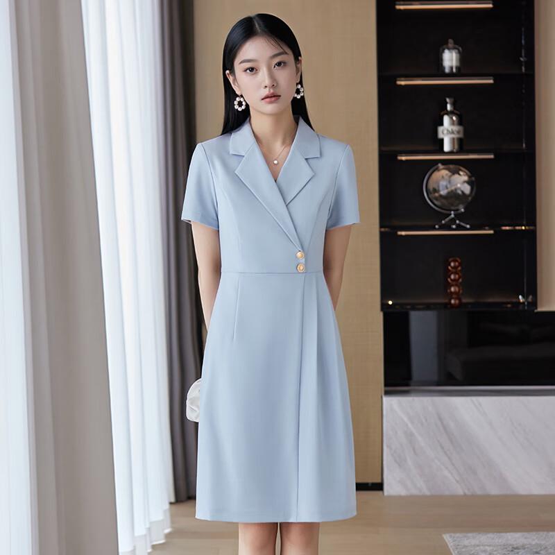 Teluoman Women's Short Sleeve Formal Suit Dress