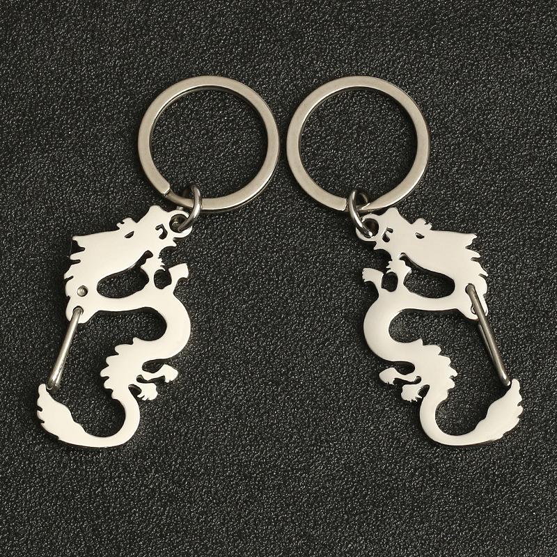 Металлический брелок Зодиак Дракон 2026 Подвеска Новый год Креативный брелок серебряный — фото 7