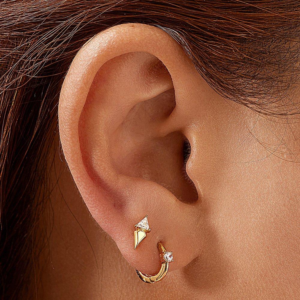 [Ania Haye] Triangle Cubic Zirconia 925 Silver Earrings / Ear Jacket E059-04G