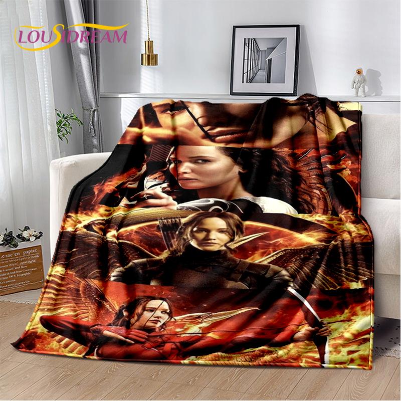 3D Dřevěná deka s postavou lukostřelce z filmu Hunger Games, měkká flanelová deka na postel, do ložnice, na pohovku, na piknik, přehoz na přikrytí venku