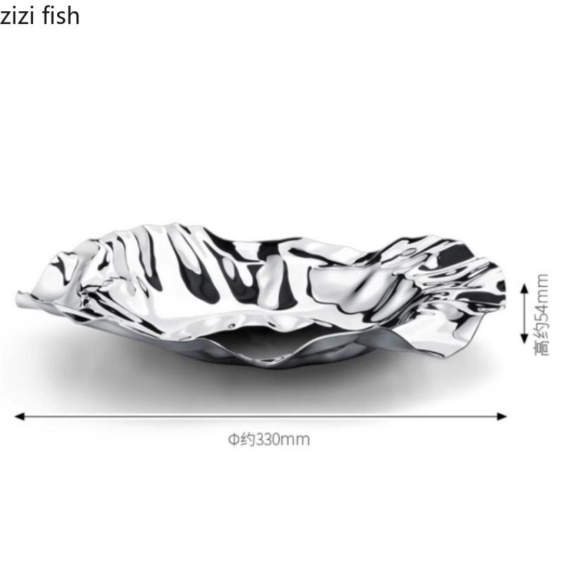 Folded Stainless Steel Fruit Plate Irregular Storage Tray Tea Tray Dessert Plate Fruit Dish Salad Bowl Pastry Plates Snack Bowl