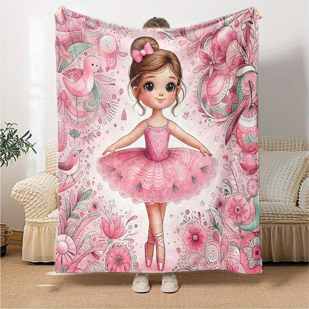Floral Ballerina Dance Gift Blanket Durable Comfort Suitable for Sofa Couch Office Bed Picnics All-Season Use Digital Print Perfect GiftY19
