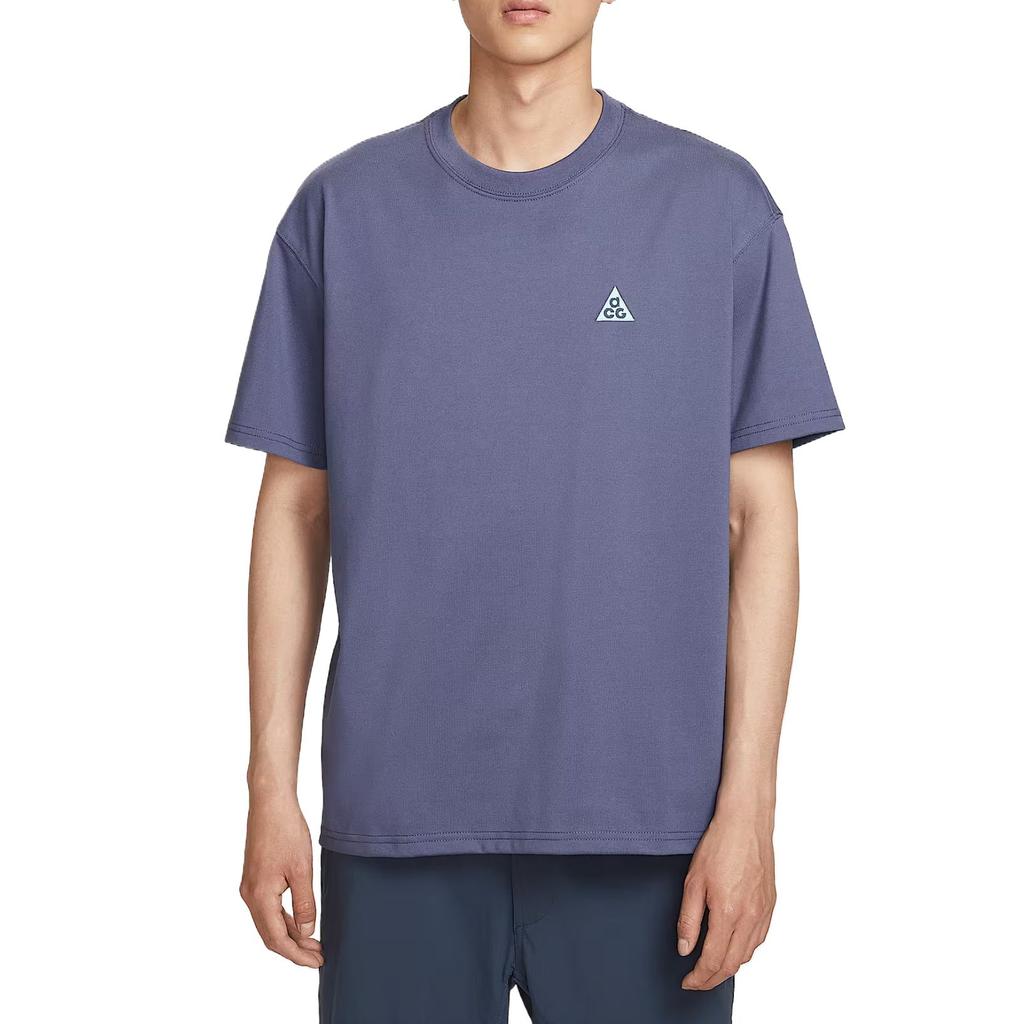 Nike ACG T Shirts Men's Sand Purple Crew Neck Moderate Straight Fit IH8660-508