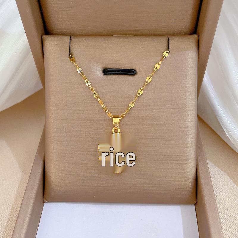 Personalized Titanium Steel Sparkling Necklace for Women – Lively Luck Pendant with Chic Design