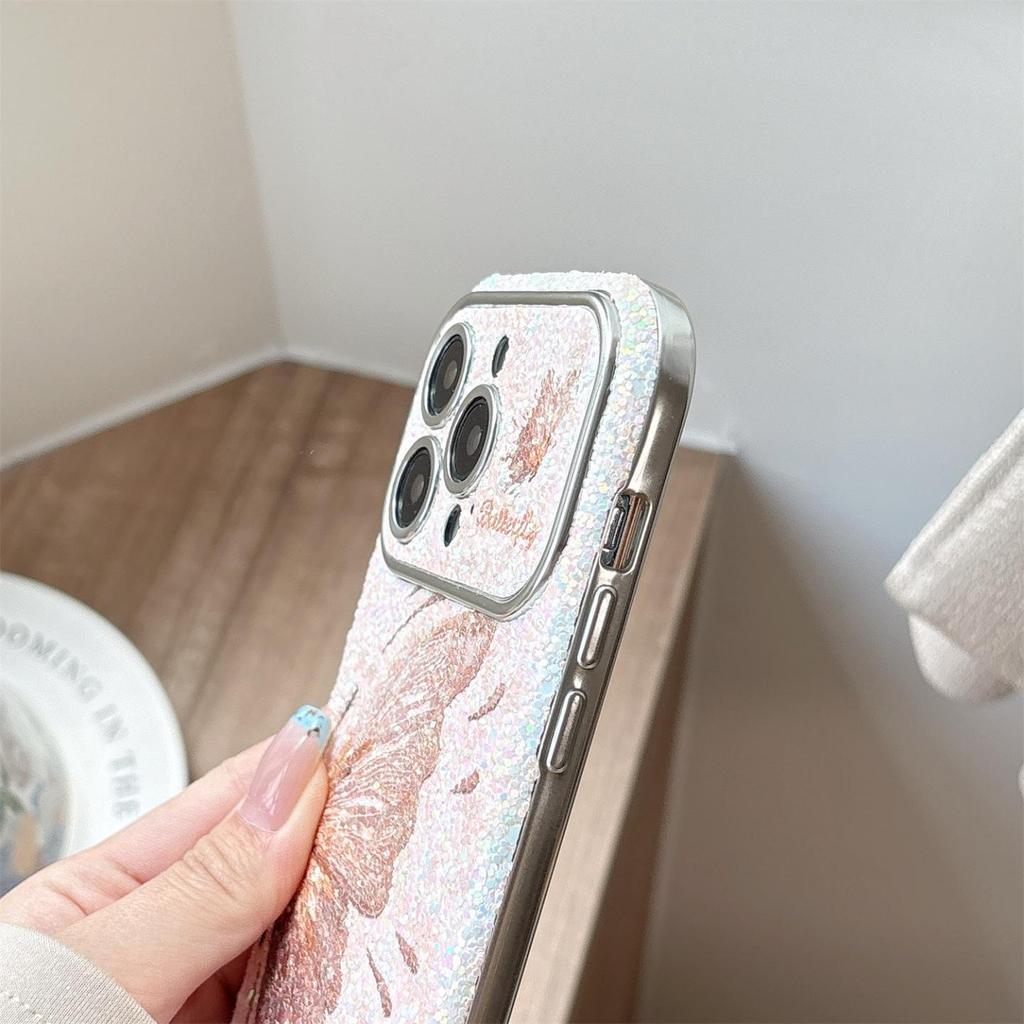 Pink Butterfly Protective Case for iPhone 14/15/16/17 Pro Max