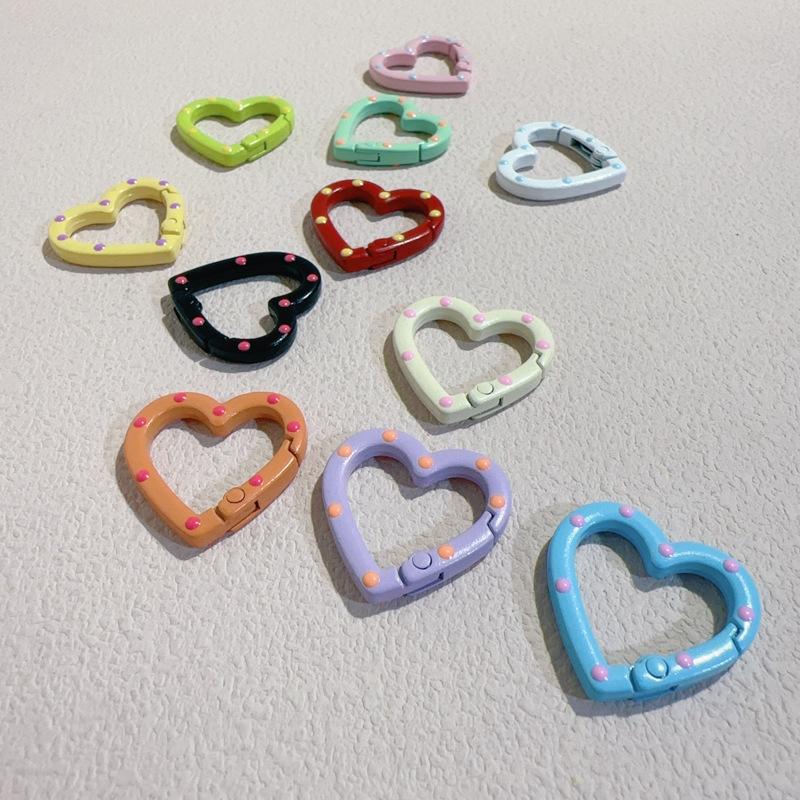 4 Pieces Of Colorful Love Spring Keychain Keyring Heart-Shaped Heart-Shaped Spring Ring Diy Jewelry Accessories