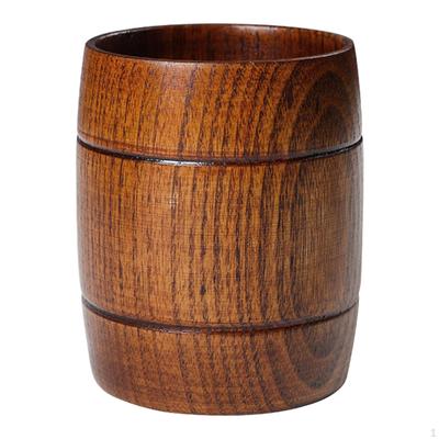 Wooden Cup for Drinking Tea Handmade 330ml Barrel Shaped Beer Mug Coffee Drinks