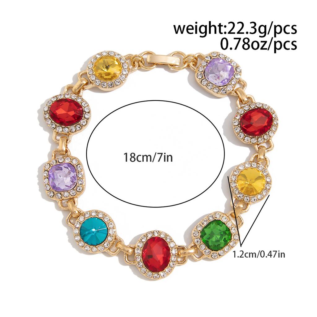 Colorful Inlaid Diamond Necklace for Men Trendy Personality Gemstone Collarbone Chain Hip Hop Niche Design Sense Men's
