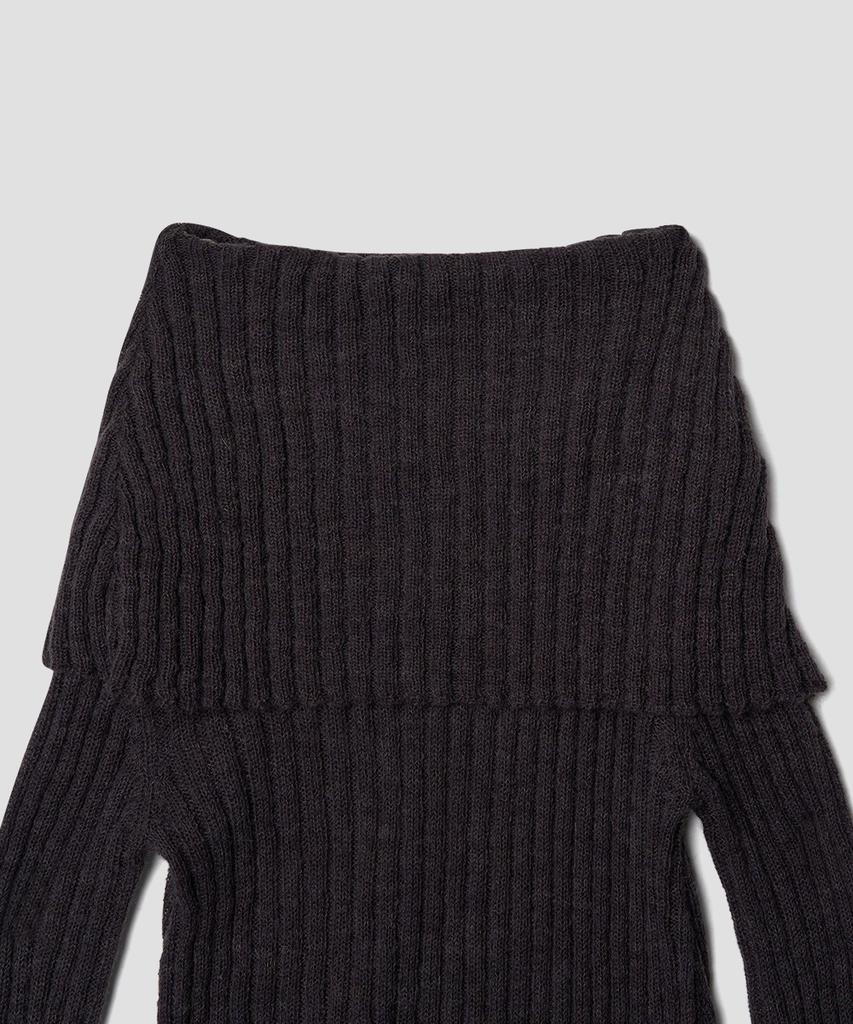 Tudument Shawl Ribbed Sweater Charcoal