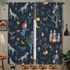 2pcs- Halloween Witch and Skeleton Forest Printed Curtains, Pole Bag Home Decorations, Room Decorations