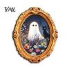 Refrigerator Magnet Set 1/6Pcs Halloween Retro Frame Magnet, Wooden Fridge Kitchen Appliance Accessories Decoration, Memo Note Holder for Holiday