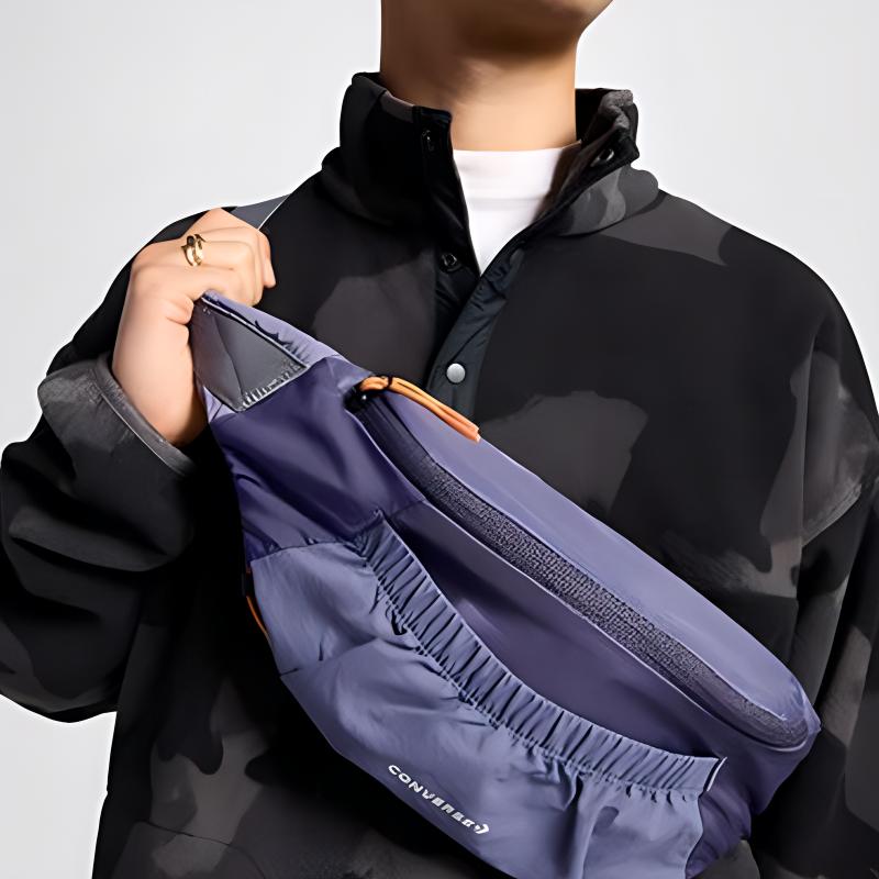 New Converse Polyester One Shoulder Crossbody Fanny Pack Regular Unisex Purple 10026645-A07