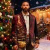 Herren Hässlicher Weihnachten Kord Warmtaschen Anzugjacke Strickjacke Herren Freizeitanzug