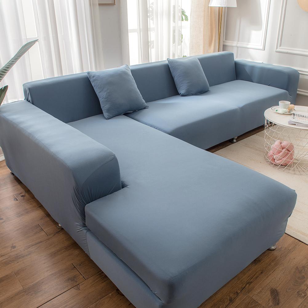 Sofa Elastic Covers Solid Color for Living Room L Shaped Sectional Corner Slipcovers Couch Chair Protector 1234 Seater
