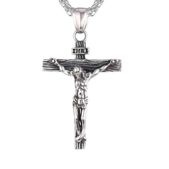 Jesus Pendant Necklace Men Cuban Chain Necklace Retro Religious Jewelry Birthday Gift for Christian Father Husband