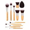 Gleva Makeup Brush Set 11 Pcs Of Bamboo Synthetic Kabuki Brushes For Foundation, Face Powder Blending, Concealer, Eye Shadows, Blush, Highlighter,