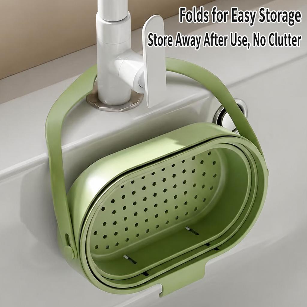 Hanging Expandable Colander for Kitchen Sink, Thickened Strainer Basket for Washing Vegetables and Rinsing Rice, -Saving Storage